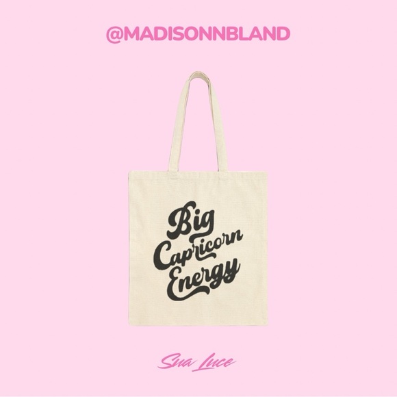 ‘Big ___ Energy’ Cotton Tote Bag - Available in Beige, Pink, Brown, & Black - Picture 12 of 16